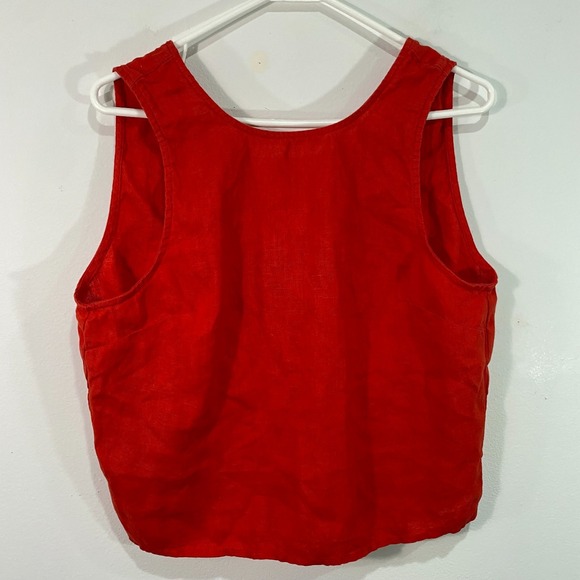 Madewell Tops - MADEWELL Rouge Red Linen Tie Back Knotted Scoopneck Tank Top Sz 10 Beachy Summer